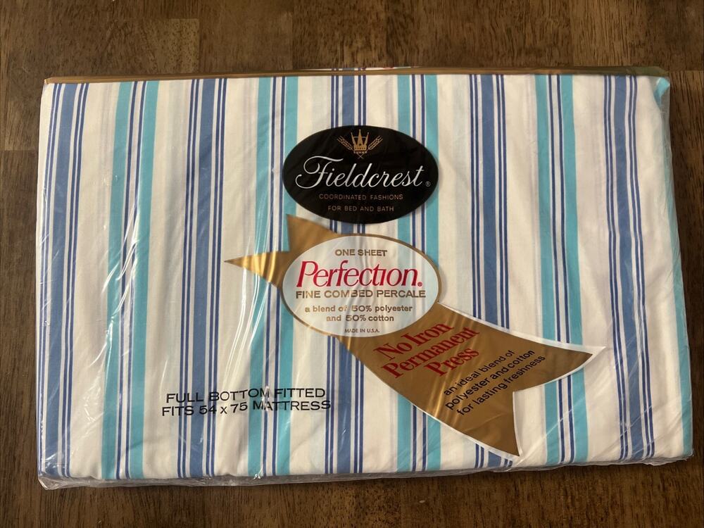 FIELDCREST Perfection Percale New Vintage Full Bottom Fitted Sheet